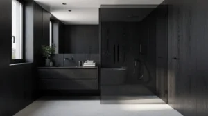 salle de bain bois noir
