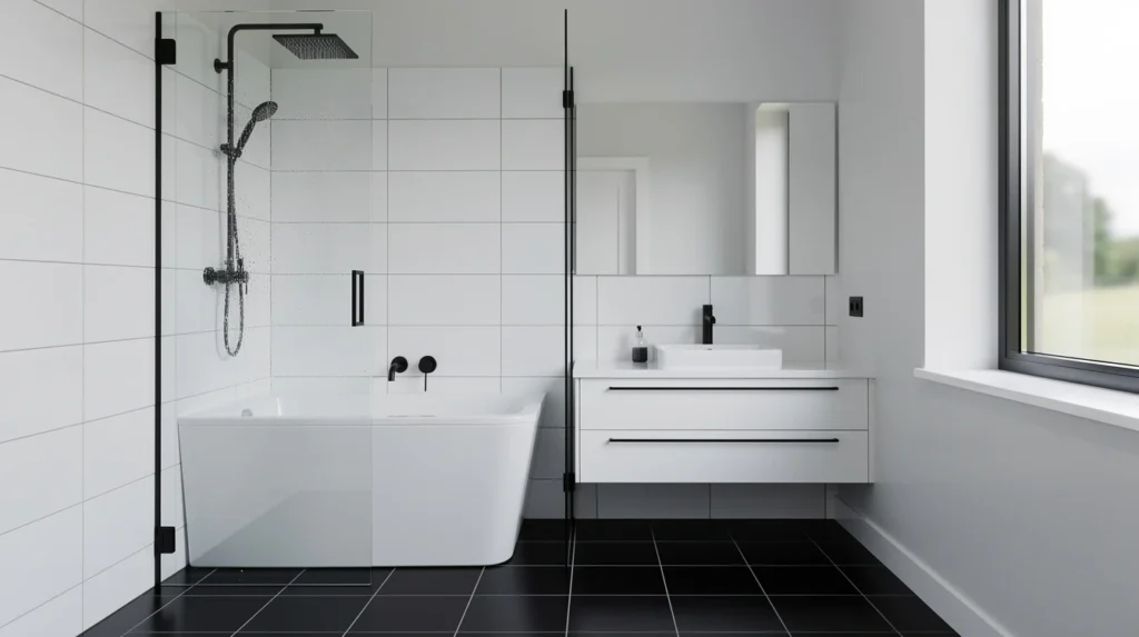 salle de bain noir et blanc